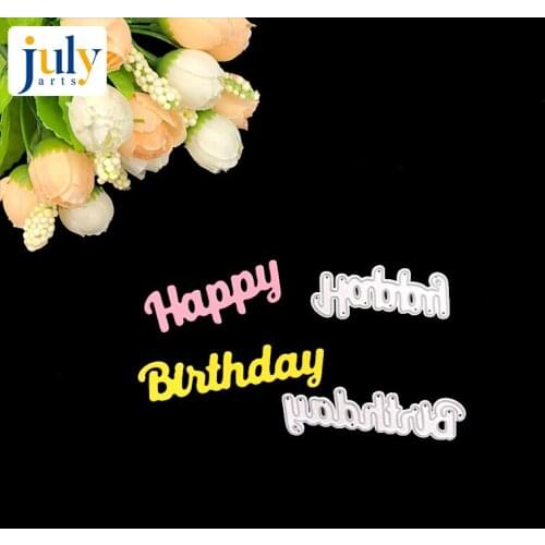 Julyarts Happy Birthday Letter Metal Cutting Dies Scrapbooking Craft Die Cuts Art Emboss DIY Create Stencil Knife Mould