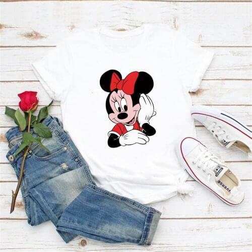 Minnie Mouse Cartoon Kawaii T Shirts Summer New Fashion Cute Female Tee Shirts Plus Size Femme Tops Streetwear