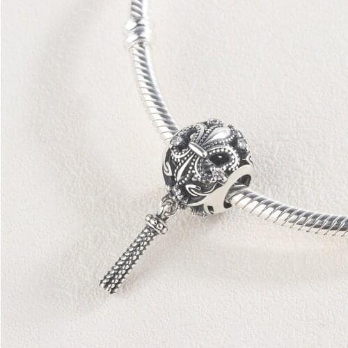 Fashion 925 Sterling Silver CZ Zircon Round Hollow Tassel Pendant Charm Bracelet DIY Jewelry Making For Original Pandora