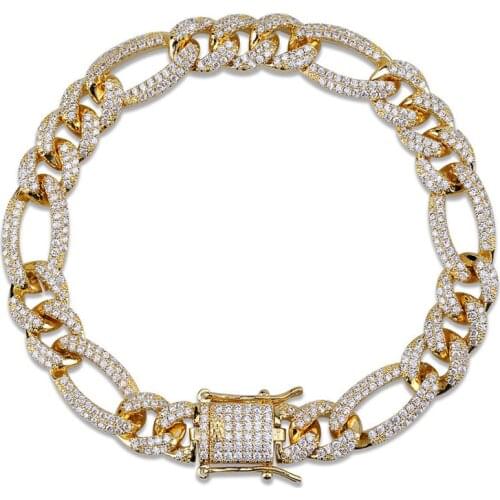 Iced Out Chain Bracelet for Men 2 Colors Miami Micro Pave Zircon Bracelets Fashion Design Hip Hop Rock Jewelry