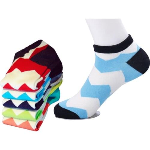 5 Pairs Men Socks Excellent Quality Colorful Wave Striped Vintage Ankle Socks Summer Anti-friction Male Cotton Sock Calcetines