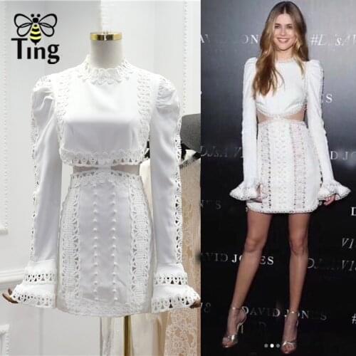 Tingfly New Arrivals Autumn Flare Full Sleeve Designer Mini Dress Sexy Fashion Hollow Cut out Short Bodycon Dress Casual Design