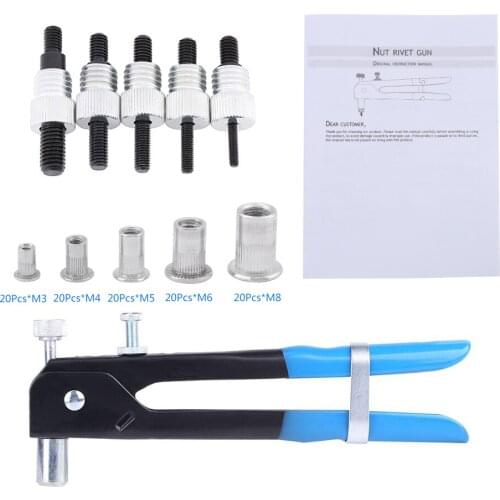 M3-M8 Rivet Nuts Threaded Insert And Rivet GunTool Rivnut Nutsert Riveting Kit Rivet GunTool Rivnut Nutsert Tools Professional