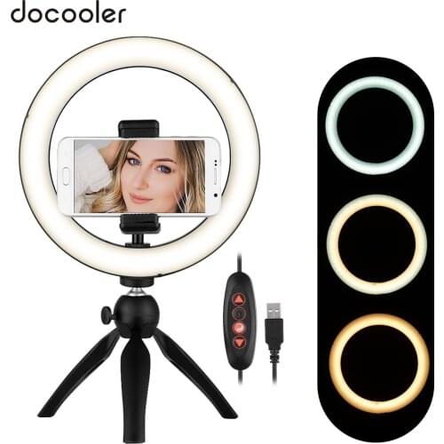 Docooler Portable 8.6 Inch LED Ring Light with Tripod Stand Phone Holder Selfie Ring Light for Vlog YouTube Photo Studio Live