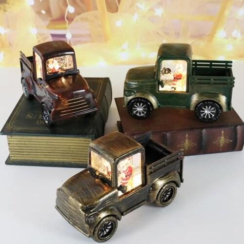 Christmas Vintage Truck With LED Home Decorations Crafts Decor Shop Display Cabinet Furnishings Wedding Gifts, Christmas Gifts