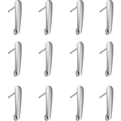 PandaHall 50pcs 304 Stainless Steel Earstud Earrings Studs DIY Components Jewelry Findings, 15x3mm, Hole: 2mm; Pin: 0.7mm