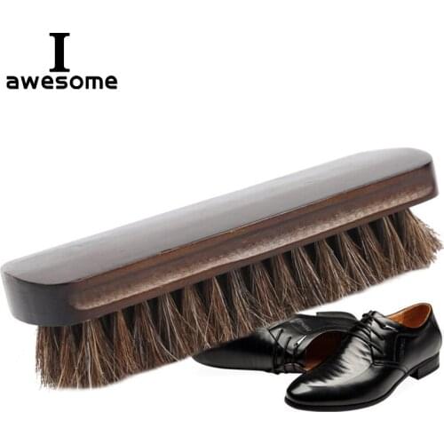 Shoe Brush Real Horse Hair Polish Natural Horsehair Leather Soft Polishing Tool Bootpolish Cleaning Brush For Suede Nubuck Boot