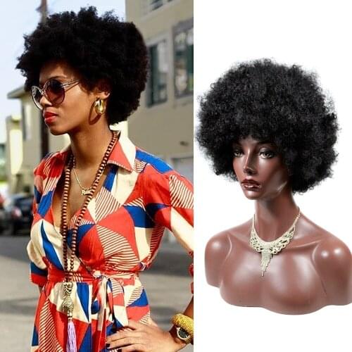Synthetic Afro Wig Women Sort Bppm Hair Style Soft Fiber Kinky Hair Super Jimmy Funky Wig