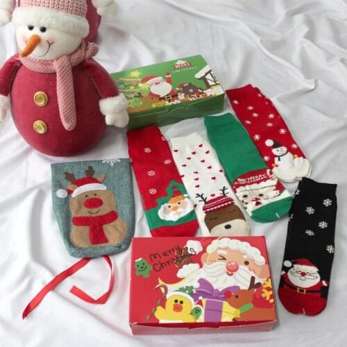 SP&CITY 5pairs Christmas Thick Winter Socks Santa Claus Cartoon Cute Women Socks Snow Print Art Socks New Year Chiristmas Gift