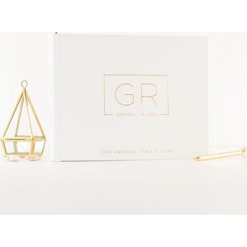 Wedding Guest Book white and gold wedding guestbook Gold Foil custom guest book gold guest book ideas wedding planner book