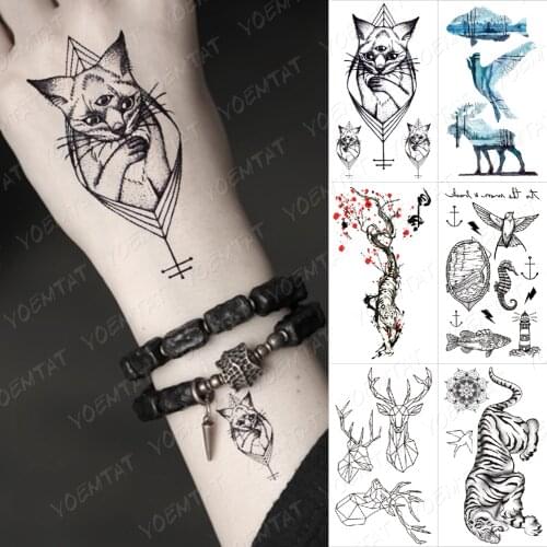 Geometry cool Temporary Tattoo Sticker Women Minimalist lines pattern Body Art New Design Fake Men Tattos body and face stickers