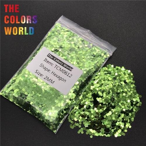 TCM0612 Olive Green Color Metallic Luster Hexagon Shape Nail Glitter Nail Art Decoration Makeup BodyPaint Nail Gel Handwork DIY