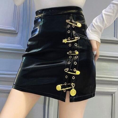 Temperament Sexy High Waisted Short Skirt Split Pin Sequined Bodycon Package Hip Skirts Womens Street Fashion Clothing