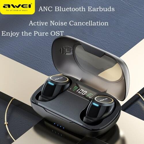 AWEI TWS Bluetooth Earphones Touch Wireless Headphones with Microphone Sports Waterproof HiFi Stereo Earbuds LED Battery Display