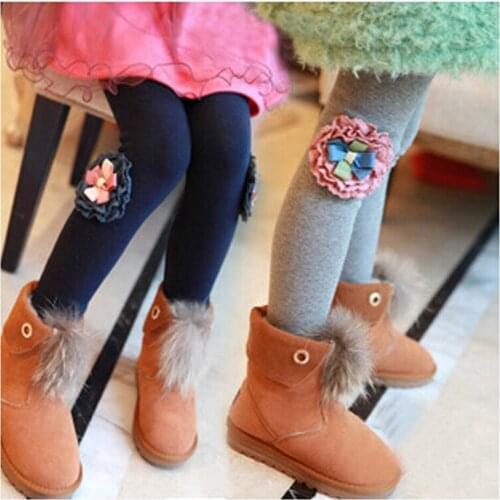 2020 girl thickening With velvet Leggings pants cotton FLOWER fashion warm Stretch Bottoming trousers Autumn winter kids clothes
