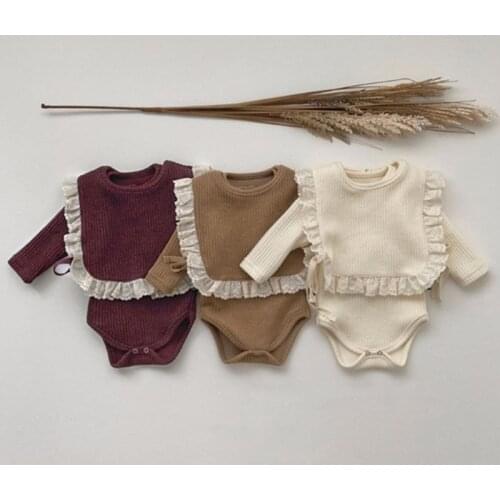Korean Style Spring Autumn Baby Girls Clothes Infant Baby Girls Jumpsuit+Vest Newborn Baby Girl Cotton Long Sleeve Bodysuits