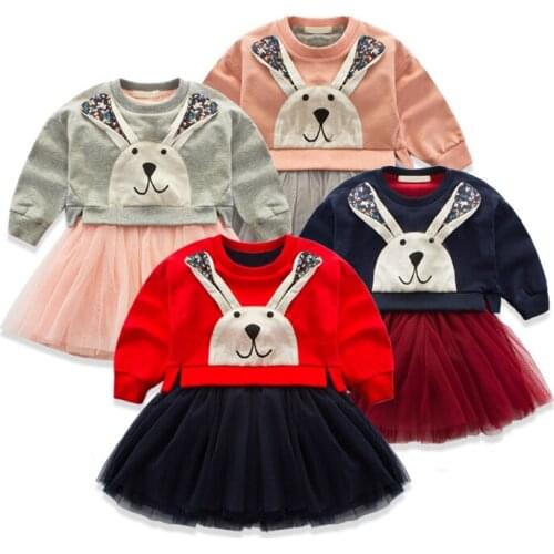 2016 Spring Korean Childrens Garment Girl Baby Long Ears Leveret Split Joint Yarn Dress Girl Jacket