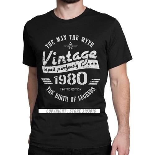 Vintage 1980 Tshirts 40th Birthday Pure Cotton Tops Tees for Men Camisas O Neck 40 Years Old Best Gift New Clothing Shirt