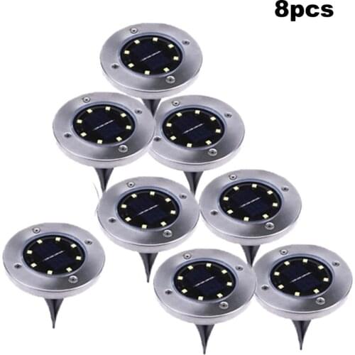 2-8pcs 8 led Solar Buried Light 1pcs Waterproof Underground Lamp Garden Floor Deck Lights for Yard Driveway Terrace Stairs Lawn