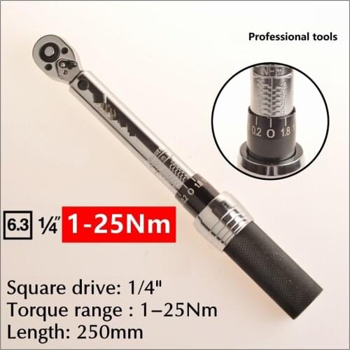 1/4" 1-25N.m TAIWAN Adjustable Torque Wrench Hand Spanner car Preset torque wrench auto tire repairing tool