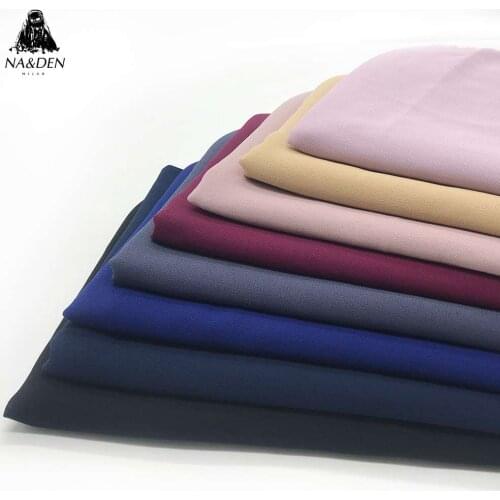 1PC Solid plain bubble chiffon hijab chain gold beads borders women scarf shawl bandana foulard fashion muslim wraps Hot Sale