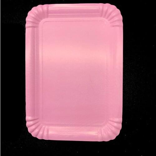 10pcs/lot pink rectangle paper plates solid color disposable plates pink color party decorations pure color paper plates