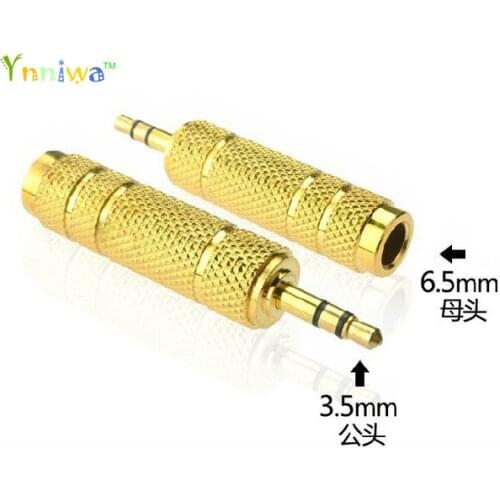 10Pcs/lot Gold 6.5mm female turn to 3.5mm male head household microphone computer microphone Audio adapter for Computer phone