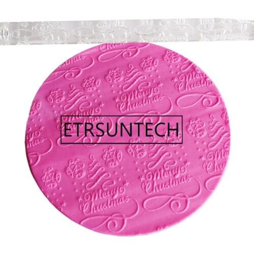 100pcs Merry Christmas Acrylic Embossing Fondant Rolling Pin for Cake Pastry Decoration Baking Kitchen Accessories Fondant Tools