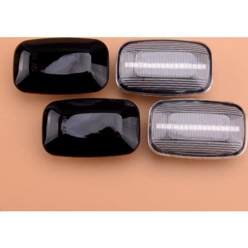 2pcs Car 3W 12V Dynamic LED Side Marker Fender Turn Signal Light Black/Clear fit for Toyota Land Cruiser 70 80 100 Accessories