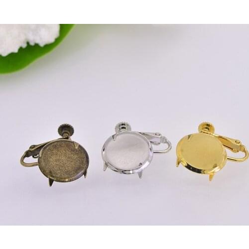 20pcs Screw Ear Clip with 15mm Tray Adjustable Spiral Ear Clip DIY Earring Finding