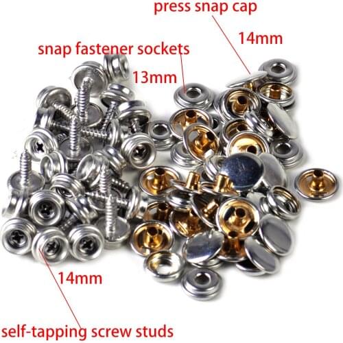 25set Silver Canvas Tent Canopy Snap Stud Cap Boat Marine Cover Fastener Stainless Steel Snap Button Screw Accessories