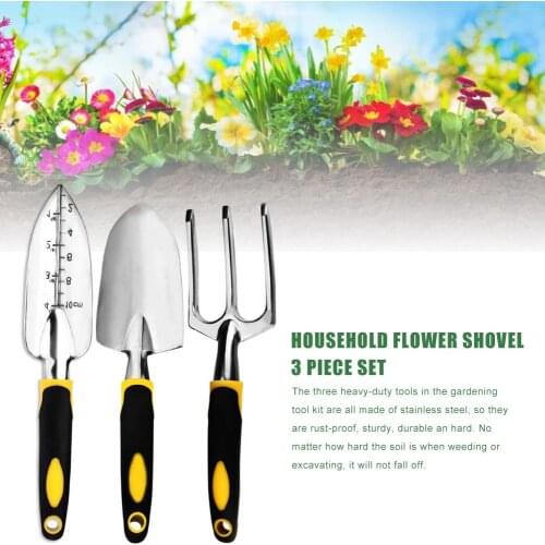 3PCS Hand Trowel Shovel Transplant Soil Digging Weeding Loosening Vegetable Patch Cast-Aluminium Tools Hand Trowel Rake