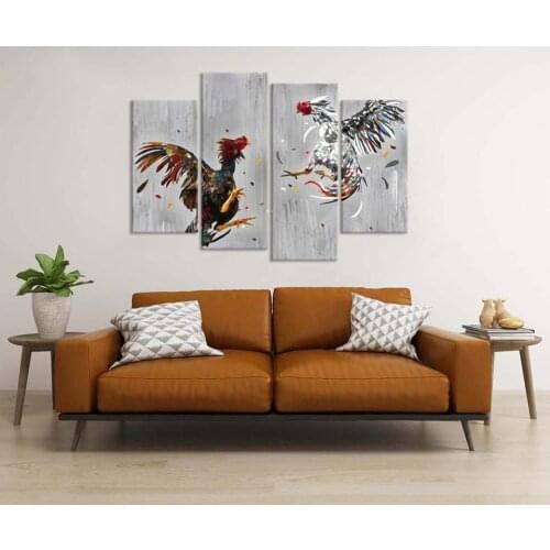 4 Pieces Cock Fighting Posters and Prints Modern Living Room Home Decoration Frameless Canvas Painting On Wall Art Pictures