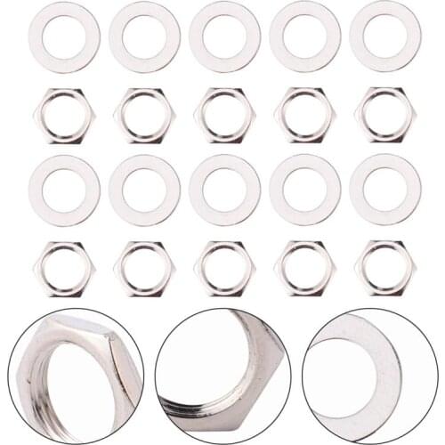 40pcs Guitar Nut Gasket Potentiometer Nut And Gasket Small Metal Electric Guitar Parts For Home M7 Style Guitar Accessories