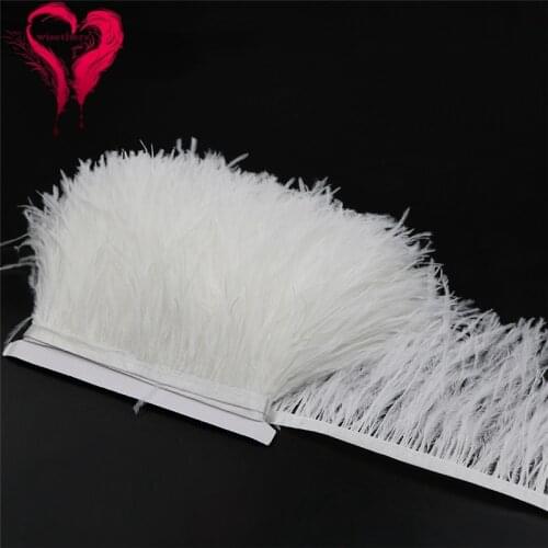 52 Colors 1 Meter Width 10-15 CM Lovely Downy Fluffy Dyed Colorful Ostrich Feather Satin Ribbon Trim Fringe Garment Decoration