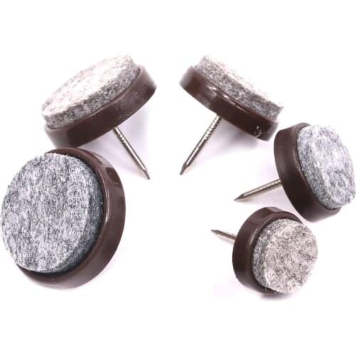 85Pcs Brown Heavy Duty Nail-on Anti-Sliding Felt Pads for Furniture Chairs Stools Tables Leg Feet - 17/20/22/24/28mm