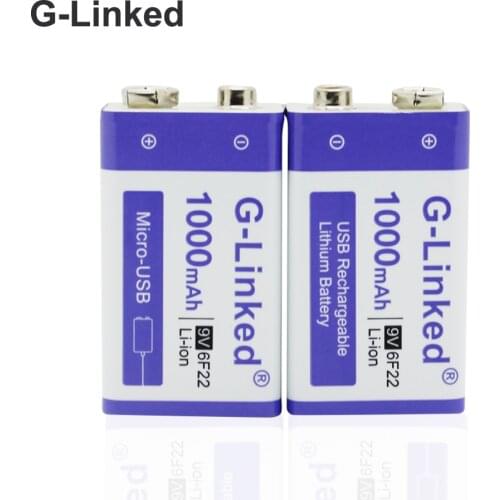 9V Battery 1000mAh 9V Rechargeable Battery 6F22 Micro USB 9v Li-ion Lithium 9 v Batteries for Toy Remote Control