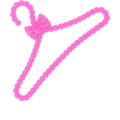 Doll Accessories Pink Wardrobe Dollhouse Dress Clothes Plastic Hangers For Doll Clothes Toy 10pcs/lot