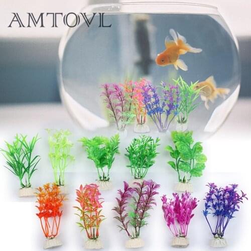 AMTOVL 10pcs Aquarium Decorative Simulation Artificial Plants Environmental Protection Materials Aquarium Decorative Accessories