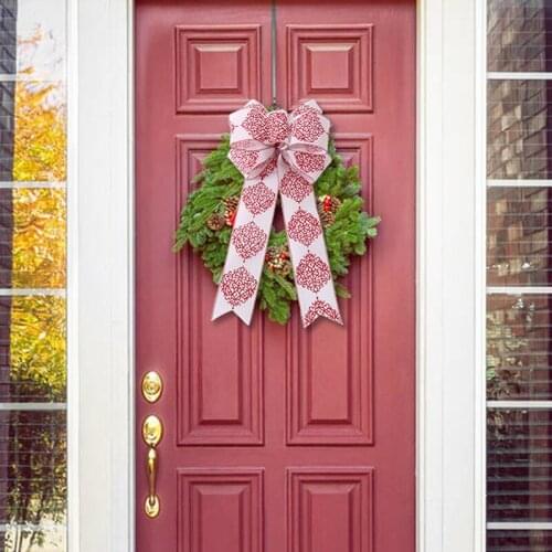 Christmas Tree Bowknot Handmade Gift Wrapping Decorative Linen Ribbon Bows New Year Party Wedding Christmas Decoration