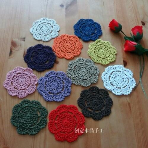 Free shipping 2016 fashion 12 pic/lot cotton knitted round lace felt as novelty households innovative item swastika potholder