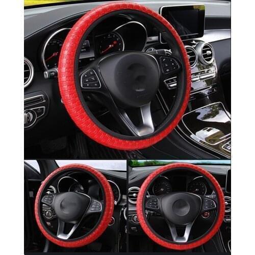 Leather Woven Car Non-slip Steering Wheel Cover For Hyundai Solaris Tucson 2016 I30 IX35 I20 Accent Santa Fe Citroen C4 C5 C3