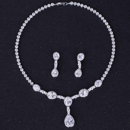 DOKOL Gorgeous Bridal Necklace Sets For Wedding New Fashion AAA+ CZ Stone Silver Color Women Jewelry Set For Party DKS0034