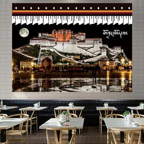 Palace night scene tapestry wall hanging cloth hot sale drap mural moon tapestry bedroom decor