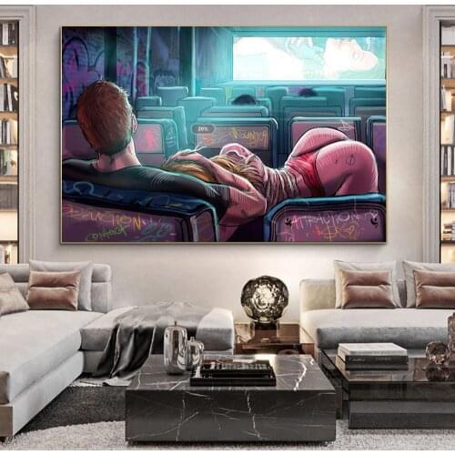 Graffiti Art Sexy Women Lover Canvas Painting On The Wall Art Posters Prints Wall Pictures for Living Room Home Cuadros Decor