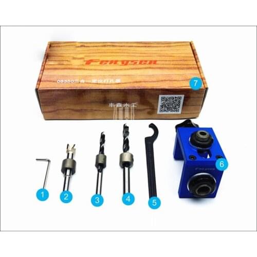 Woodworking Tool Pocket Hole Jig Woodwork Guide Repair Carpenter Kit System With Toggle Clamp and Step Drilling Bit