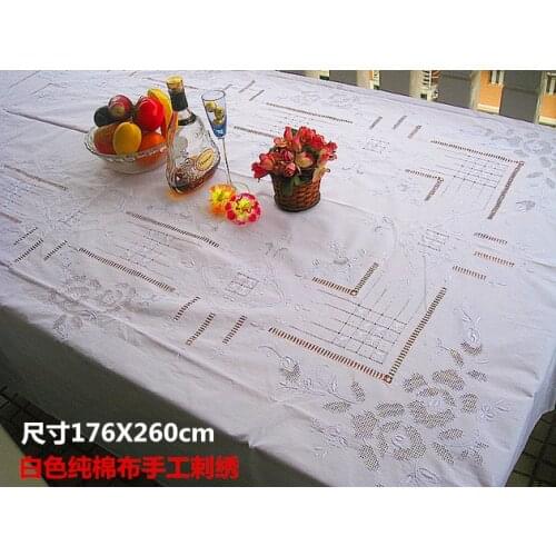 Exquisite old hand-made tablecloth cotton hand embroidery table cloth bed cover 176x260cm rose