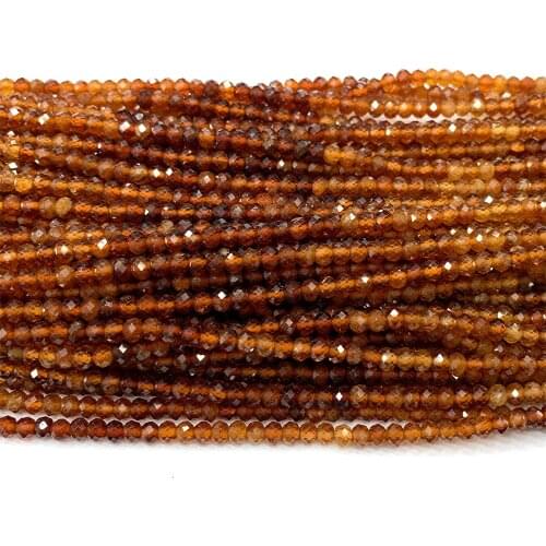 Veemake Spessartine DIY Natural Necklace Bracelets Earrings Ring Faceted Small Rondelle Womens Beads For Jewelry Making 06653