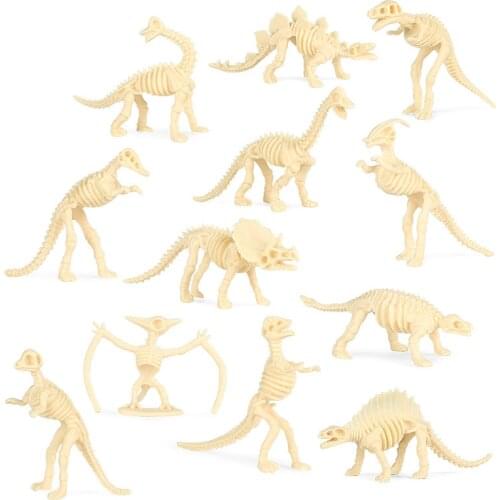 12pcs Mini Dinosaur ToysFossil Skeleton Simulation Model Pterodactyl Action Figure Educational Creative Collection Toys for Kids