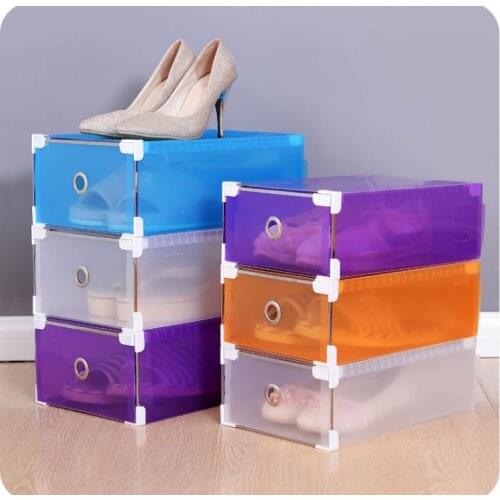 Multifunction Plastic Shoe Box Colorful Rectangle Storage Drawers Household DIY Organizer Storage Shoes Boxes Case SN1161